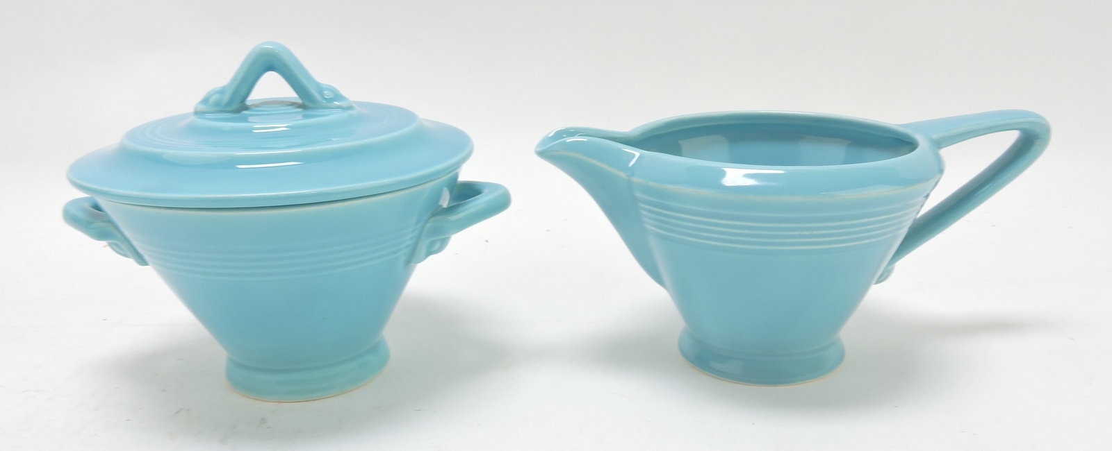 Harlequin cream & sugar, turquoise,: 4"