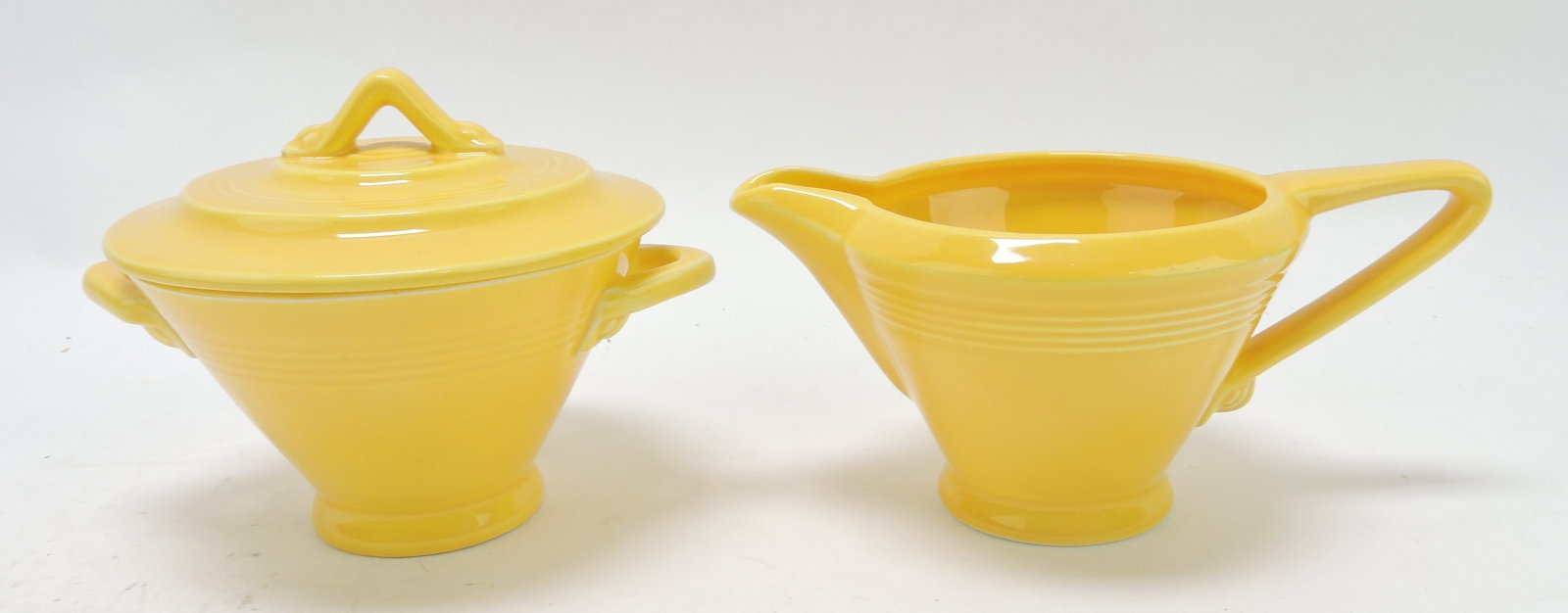Harlequin cream & sugar, yellow,: 4"