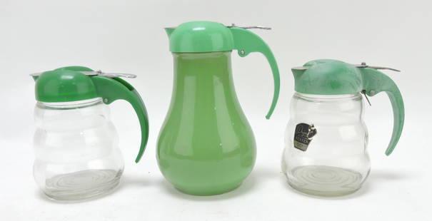 Lot of 3 syrup pitchers: .
