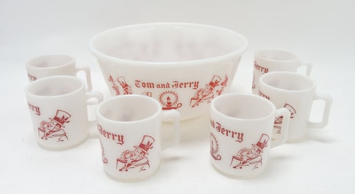 Hazel Atlas 7 pc punch set, 9" bowl