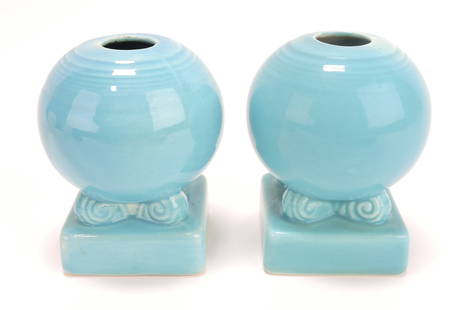 Fiesta pair of bulb candle holders,: turquoise