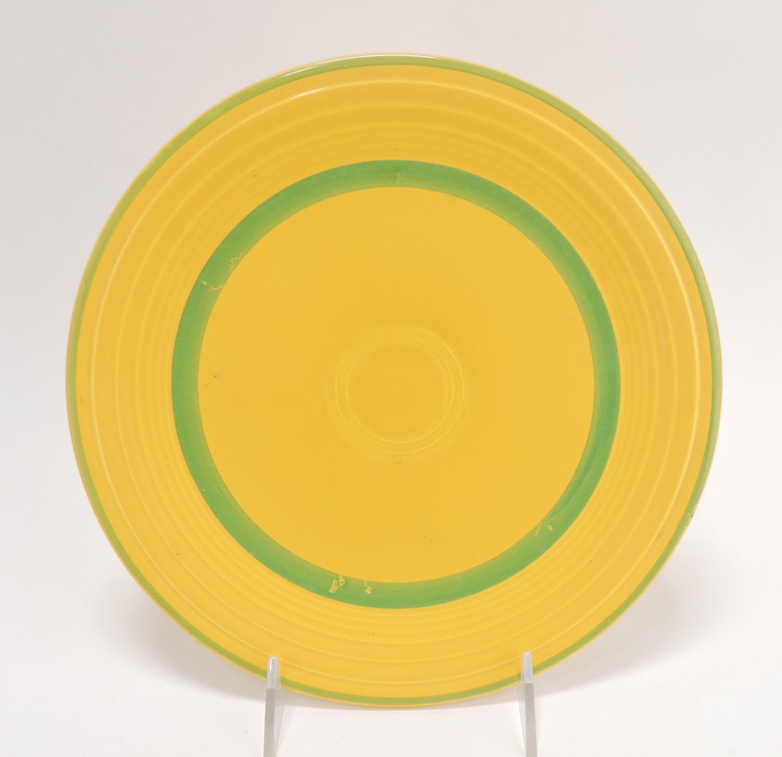 Fiesta 9" yellow plate with green stripe: .