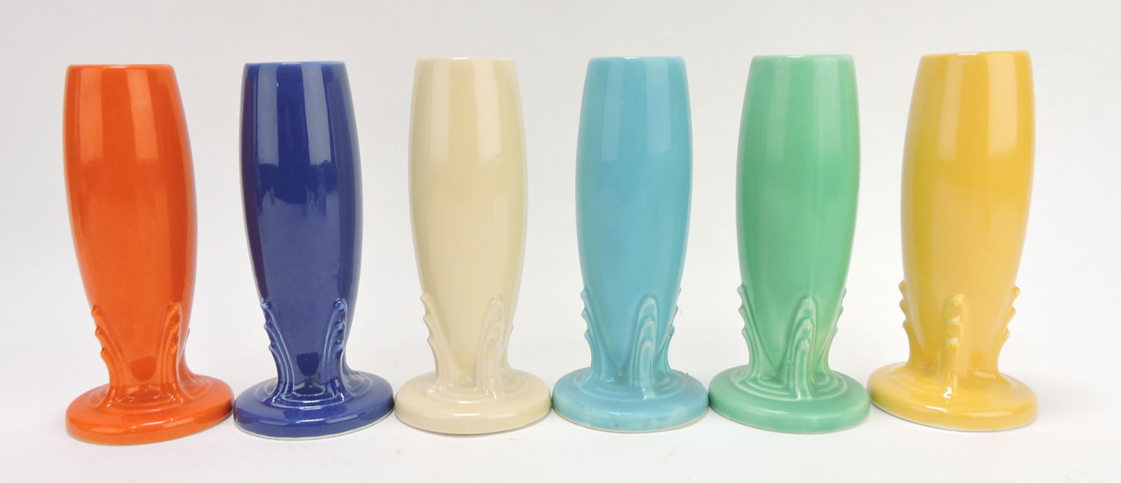 Fiesta bud vase group, all 6 original: colors
