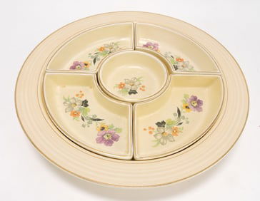 Fiesta relish tray with floral decal