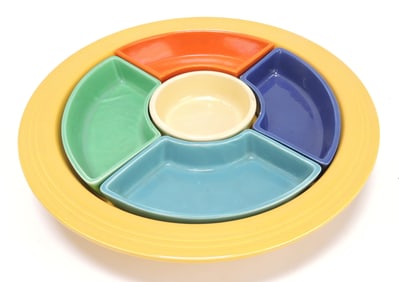 Fiesta relish tray, all 6 colors, minor