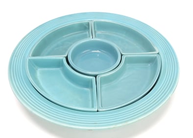 Fiesta relish tray, turquoise