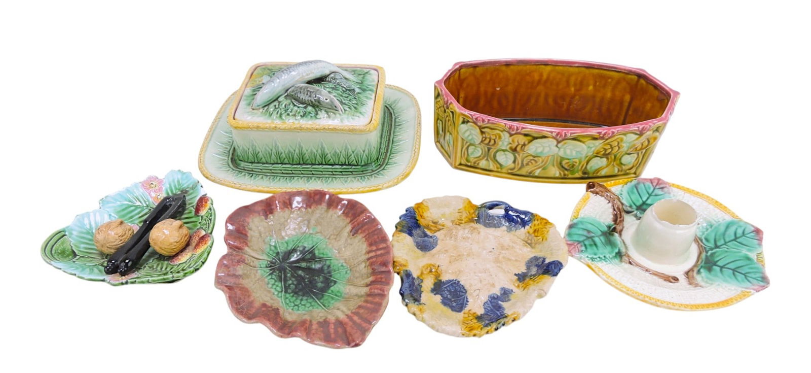 Majolica lot of 6 assorted items, (1 of 1)
