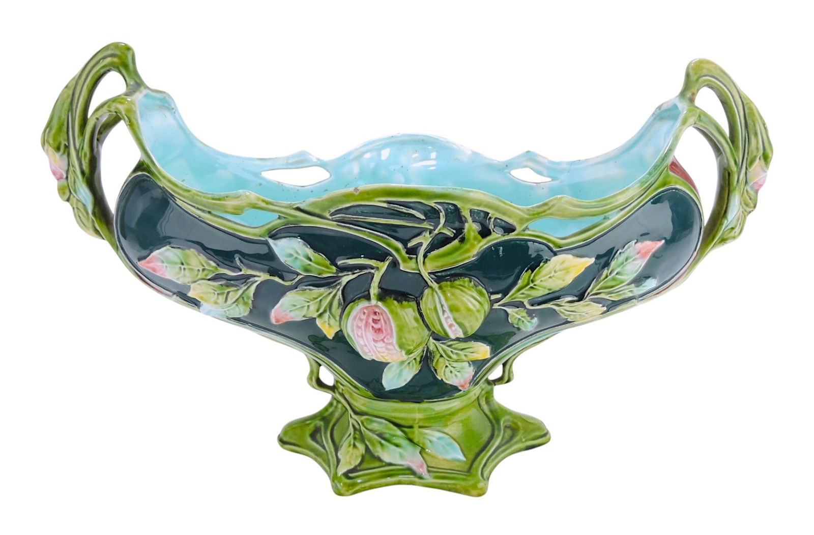 Continental majolica table center, (1 of 2)