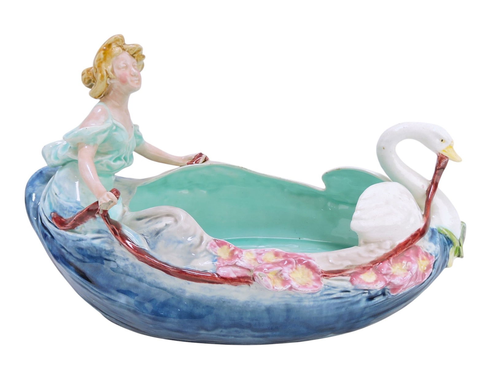 Continental majolica table center with (1 of 2)