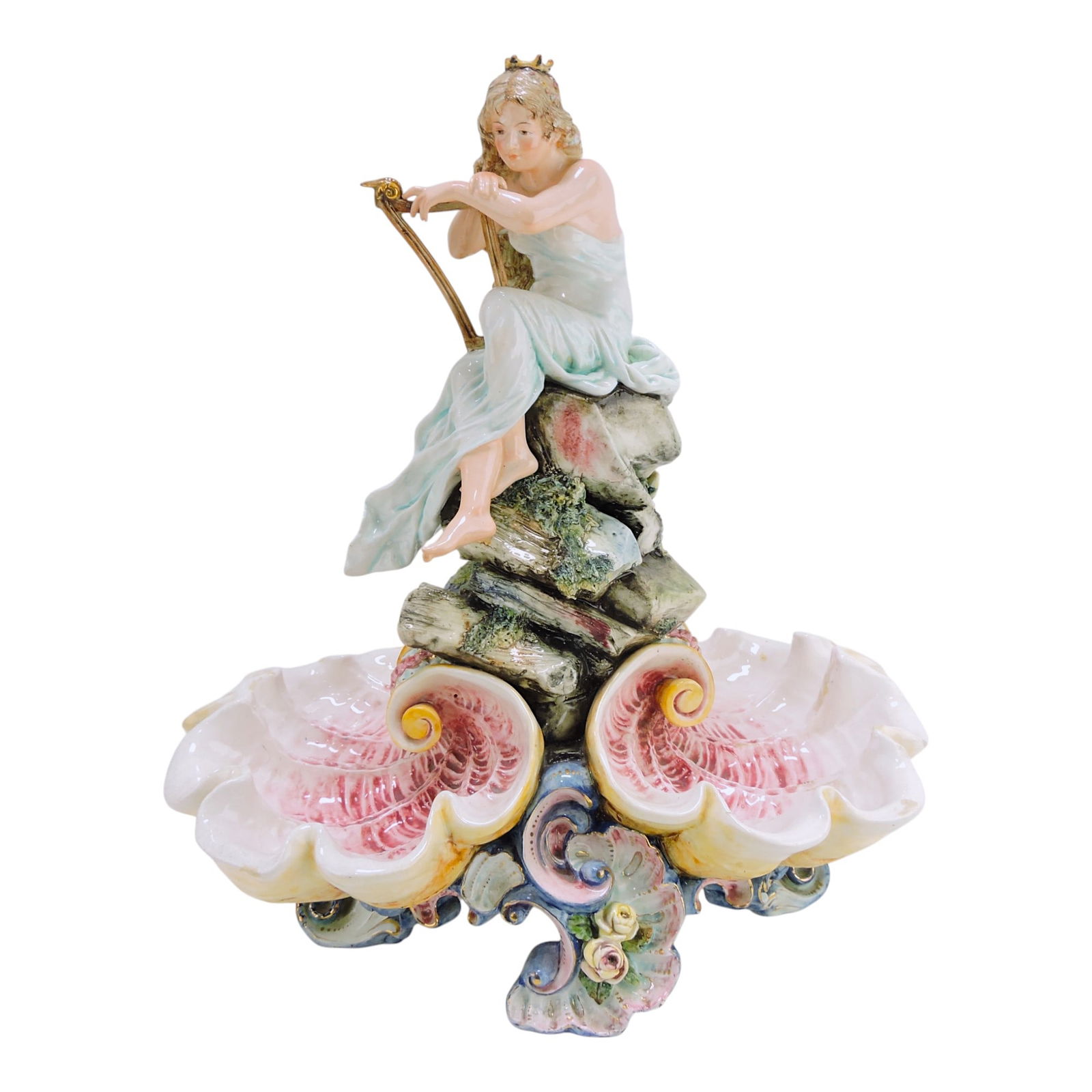 Continental majolica table center with (1 of 2)