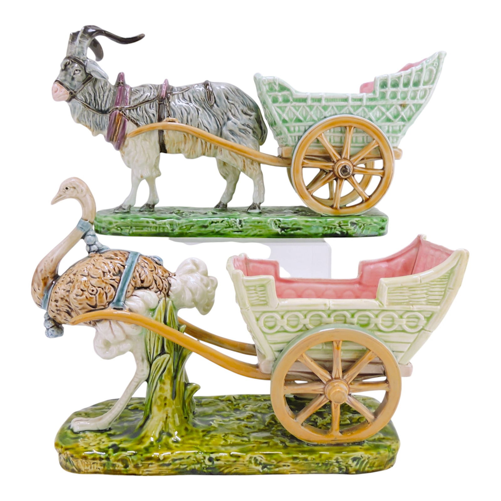 Continental majolica lot of two carts, (1 of 1)