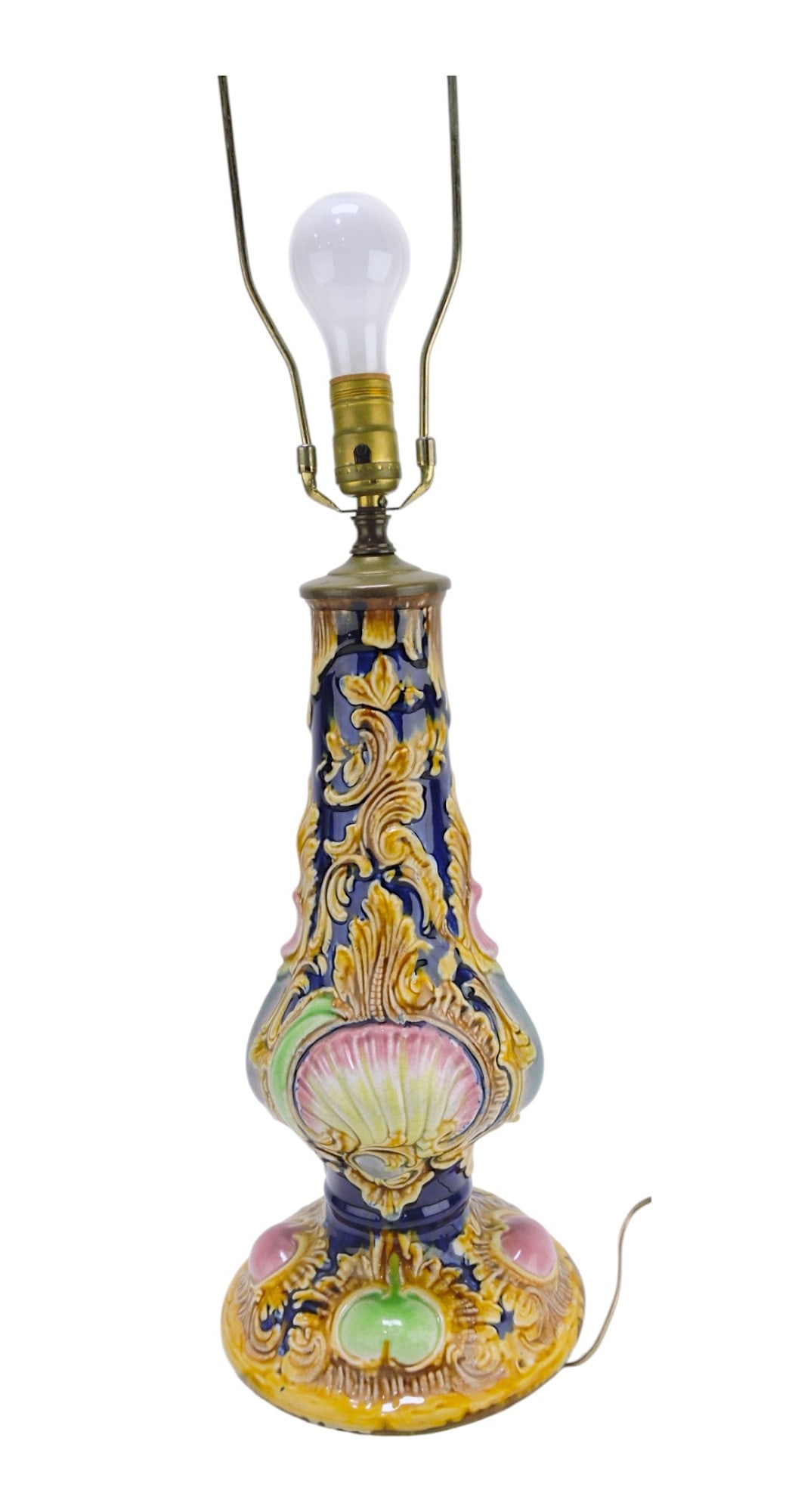 Majolica table lamp, 18" base (1 of 1)