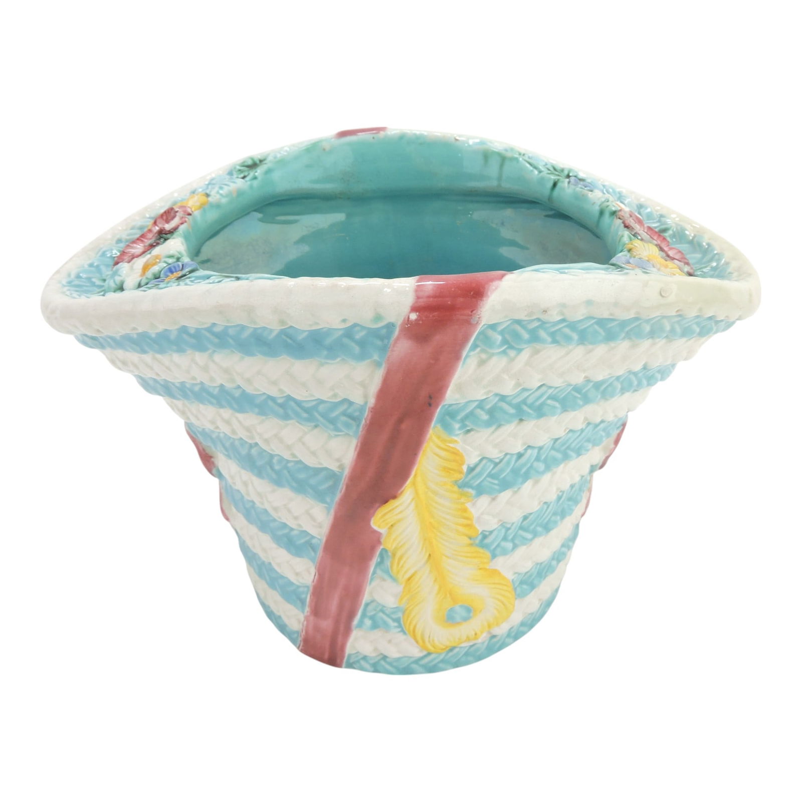 Wedgwood majolica Kate Greenway: cachepot, 7"h 10"w