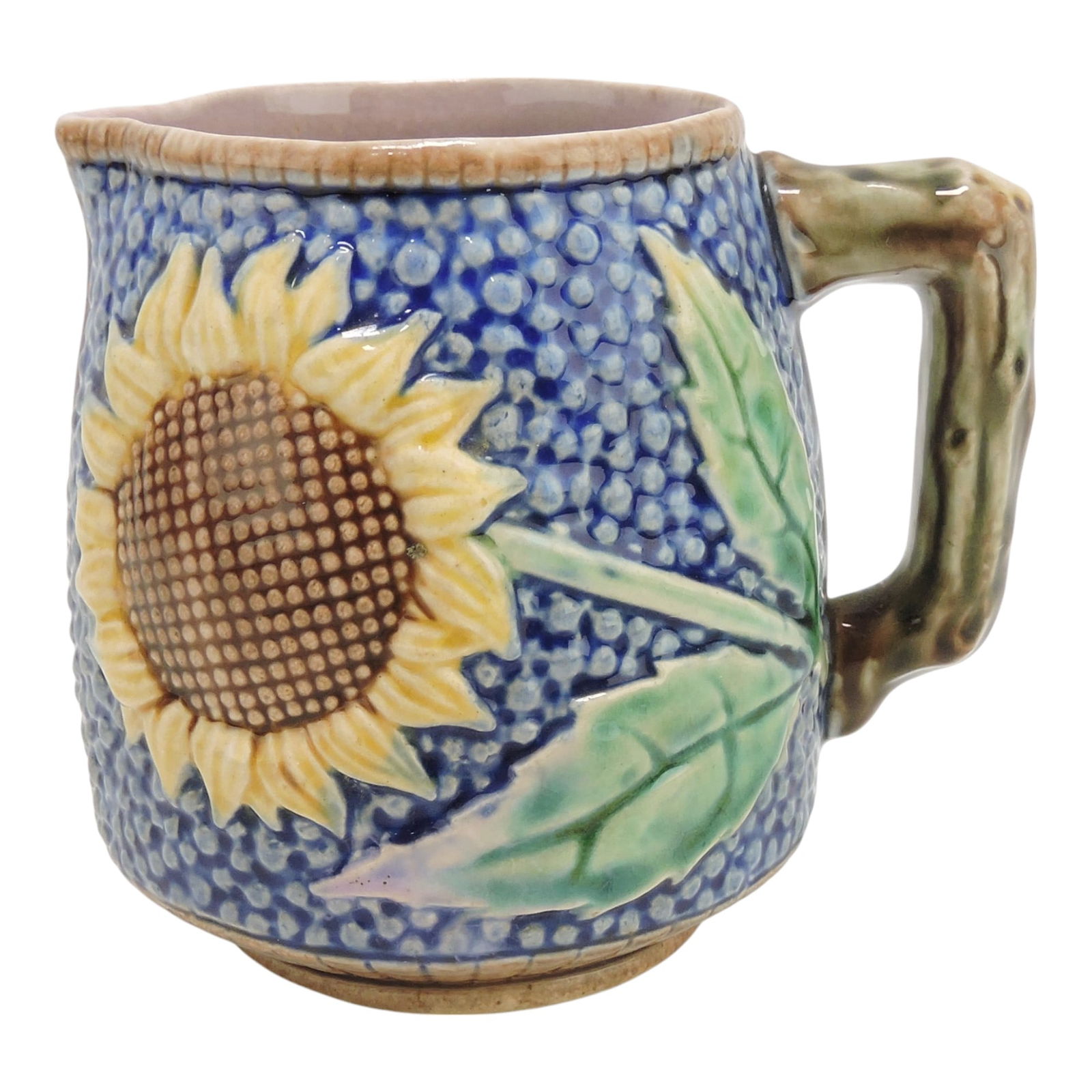 Etruscan majolica cobalt sunflower: creamer, 4"