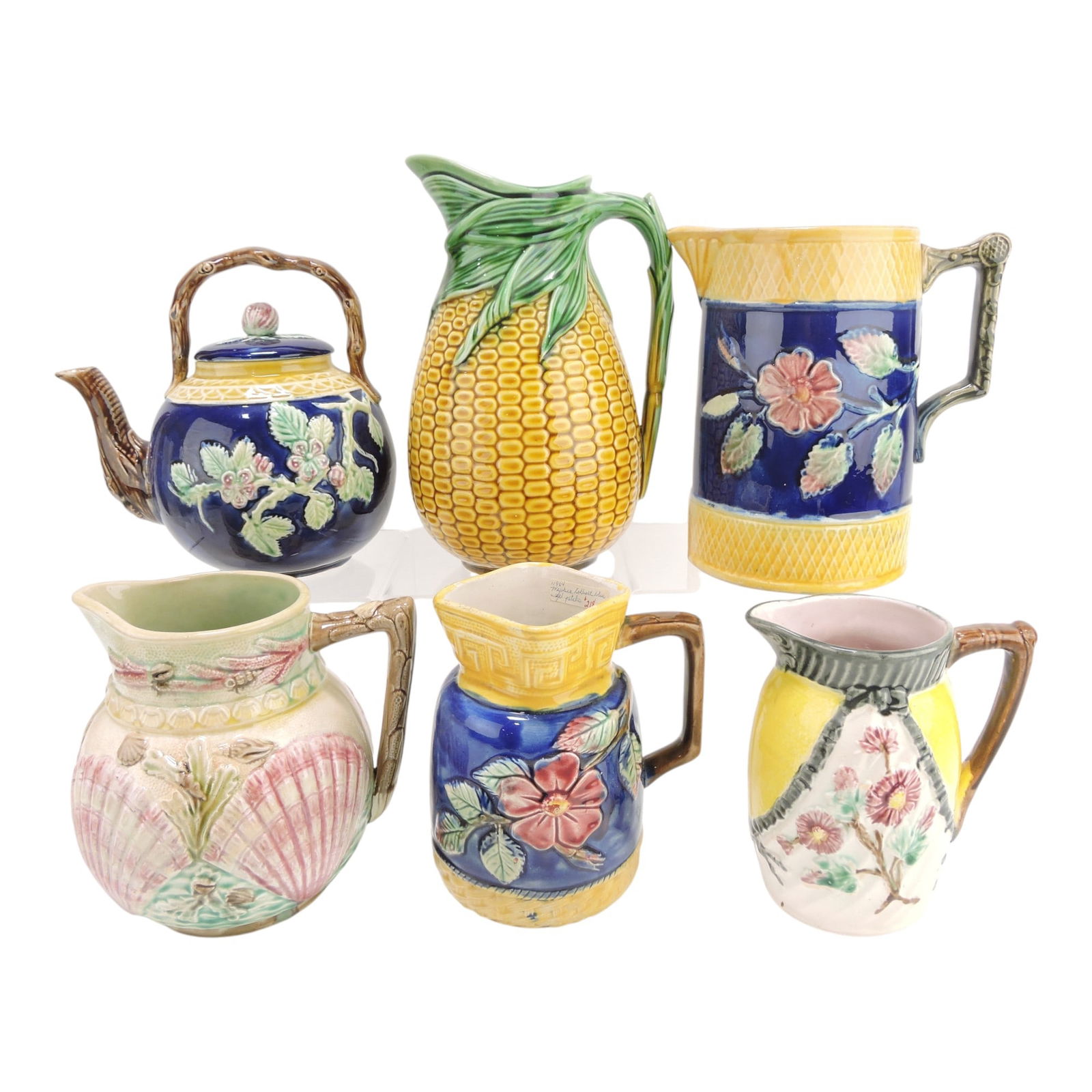 Majolica lot of 5 pitchers and one (1 of 1)