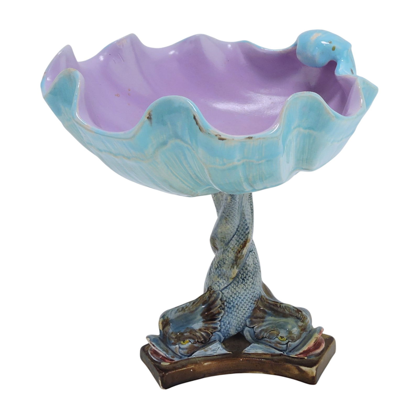 Holdcroft majolica shell and dolphin (1 of 1)