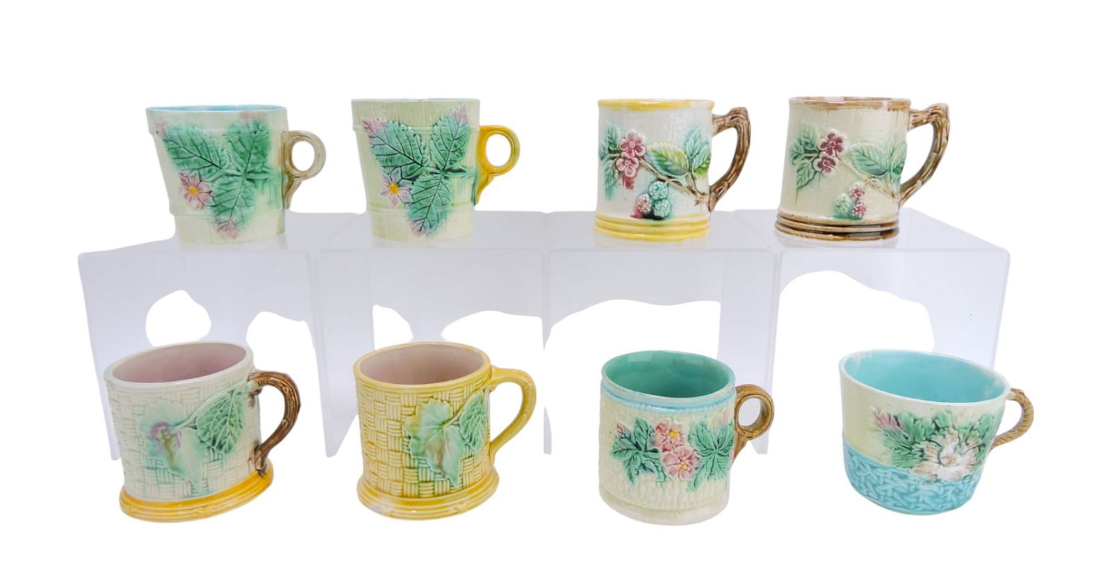 Majolica lot of 8 mugs, 3 1/2", (1 of 1)
