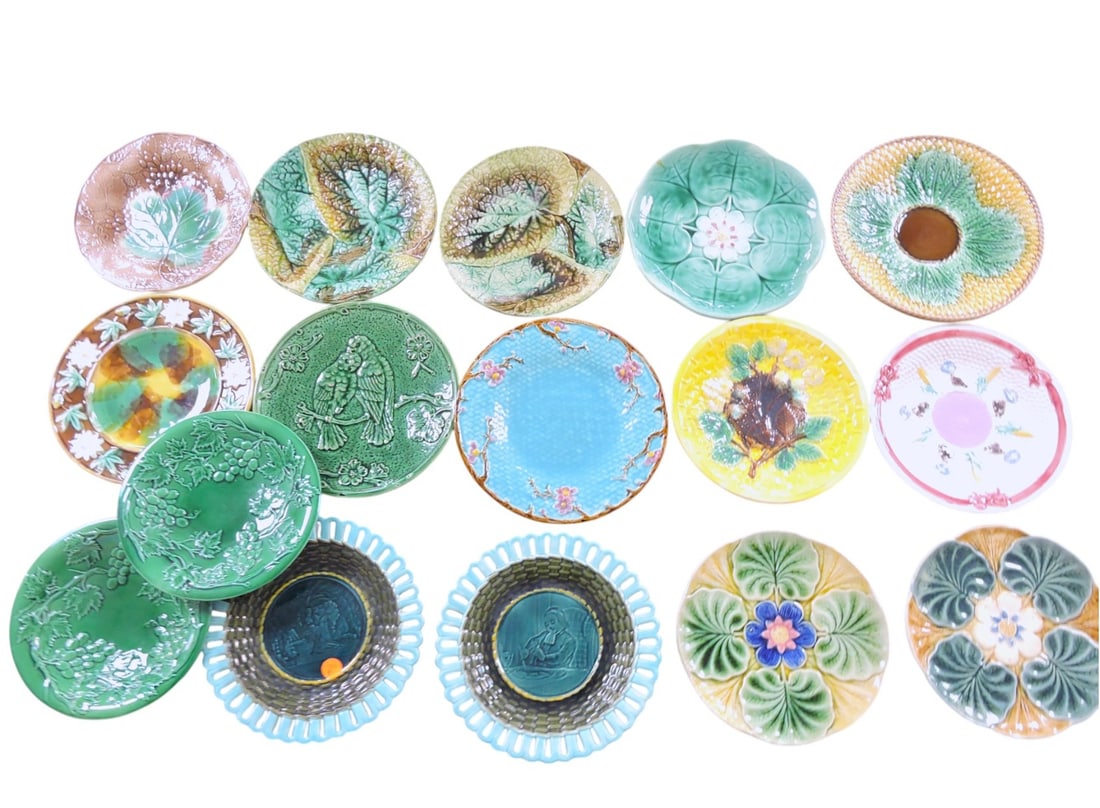 Majolica lot of 16 plates, 7 1/2" to (1 of 1)
