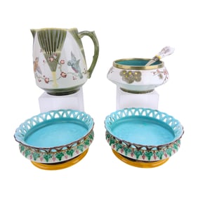 Wedgwood majolica lot of 4 pieces: