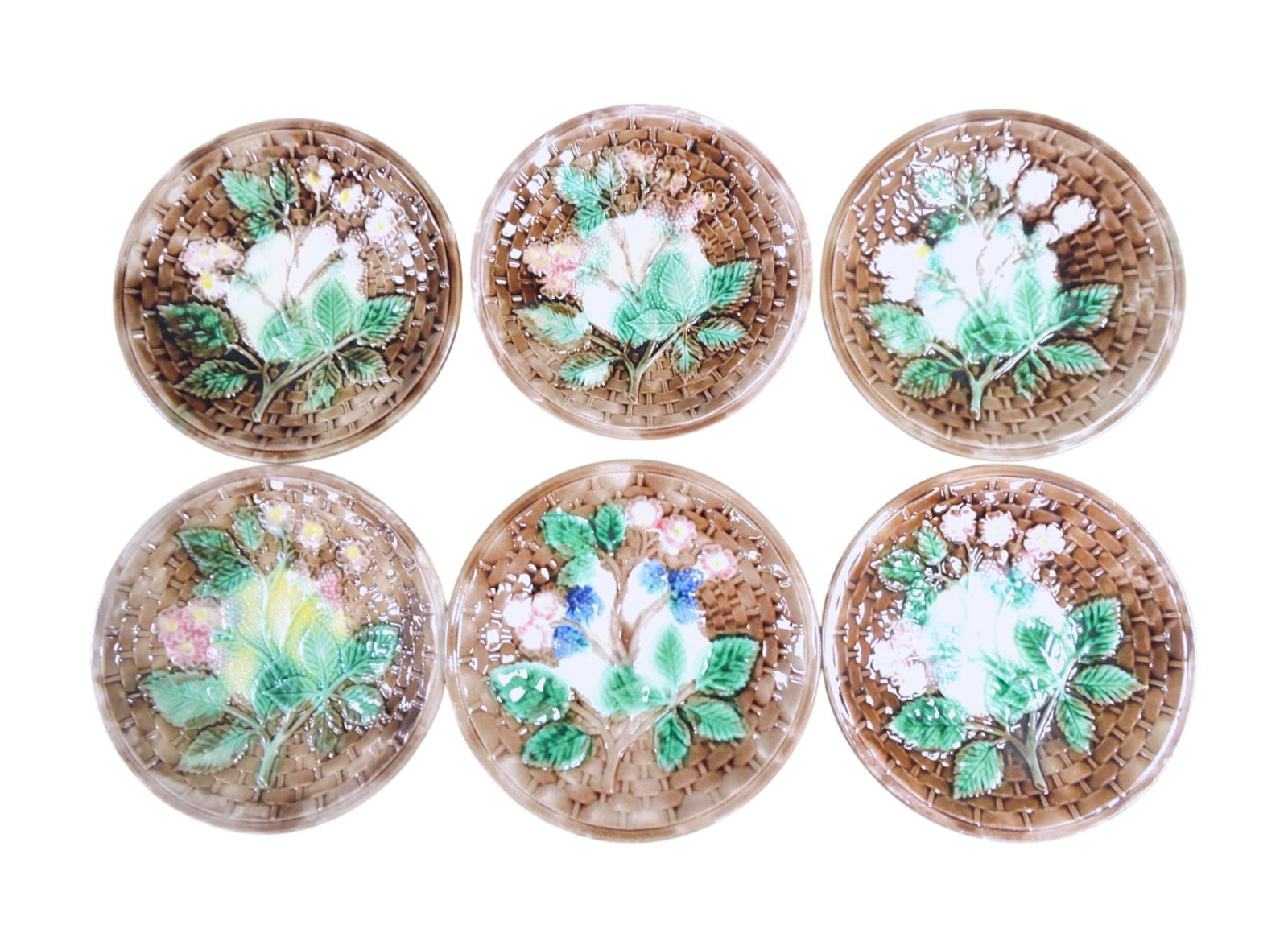 Majolica set of 6 - 8 1/4" blackberry: plates