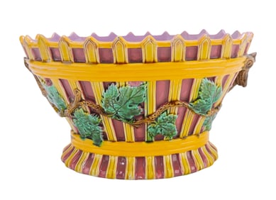 George Jones majolica oval jardiniere,