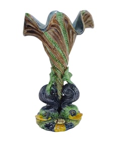 Palissy majolica vase in the form of a