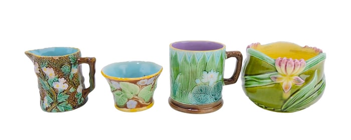 Majolica lot of 4 pieces: