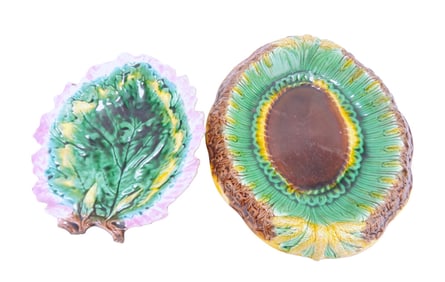 Majolica lot of 2 platters, various