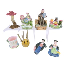 Majolica lot of 8 pieces, various