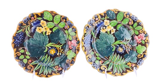 Samuel Alcock majolica pair of