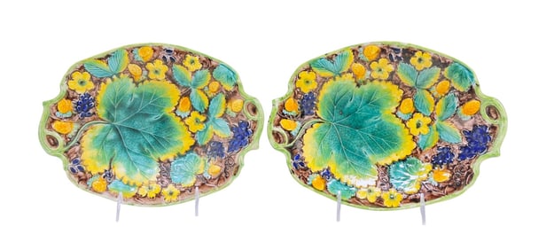 Samuel Alcock majolica pair of 10 3/4"