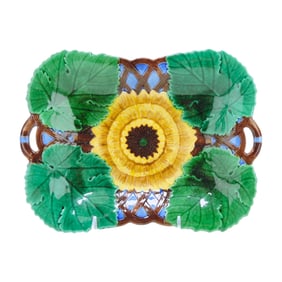 Wedgwood majolica flower and leaf tray,