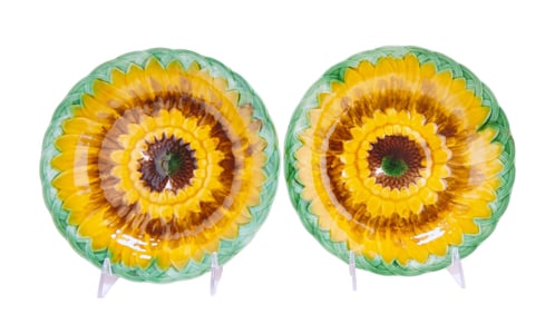 Wedgwood majolica pair of sunflower