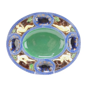Minton majolica oval Palissy tray,