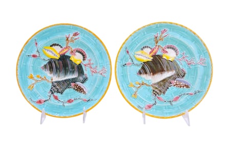 Wedgwood majolica pair of turquoise