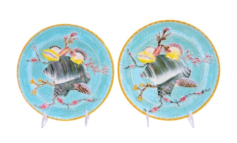 Wedgwood majolica pair of turquoise