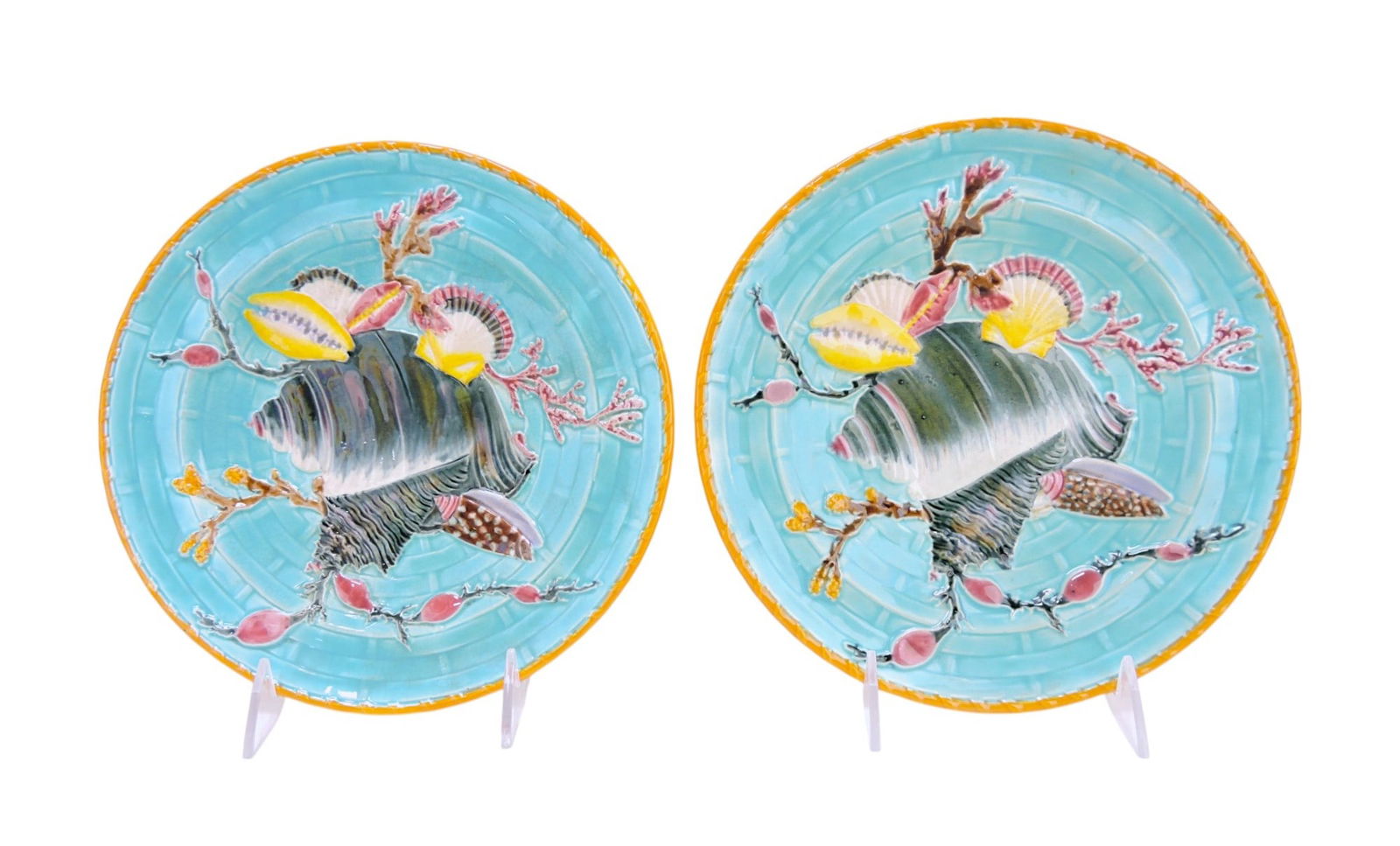 Wedgwood majolica pair of turquoise (1 of 1)