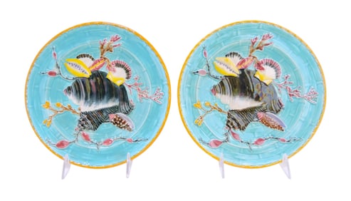 Wedgwood majolica pair of turquoise