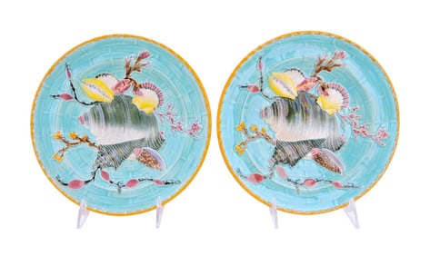 Wedgwood majolica pair of turquoise