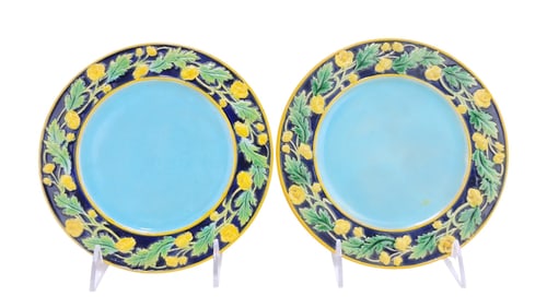 George Jones majolica pair of