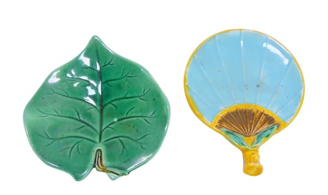 George Jones majolica leaf and fan