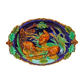 Sarreguemines Majolica Quail platter