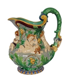 A rare large Minton majolica harvest