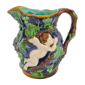 Minton majolica cobalt wine jug