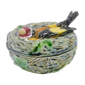 Minton majolica bird on nest