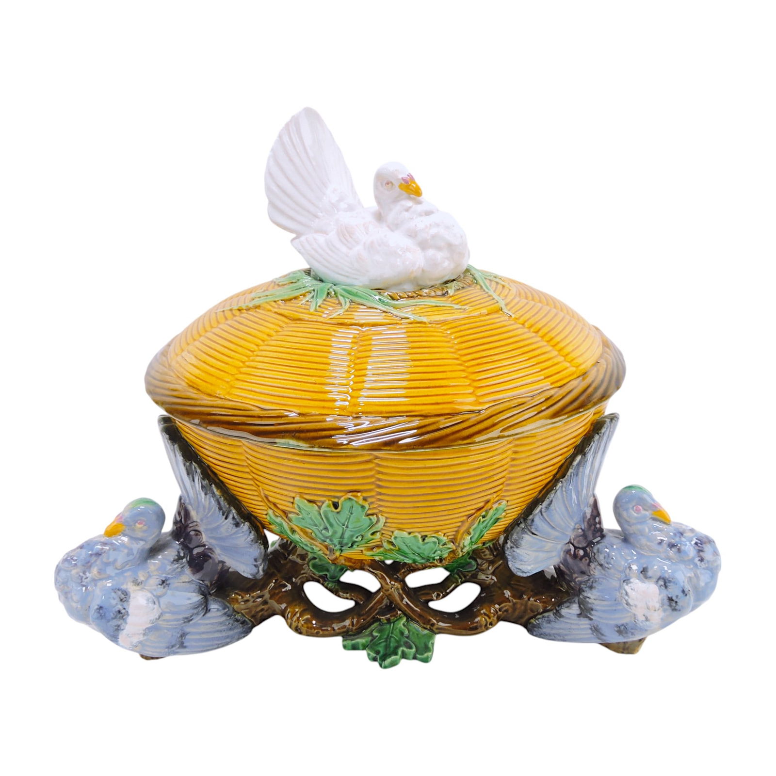 Minton majolica wicker game dish (1 of 3)