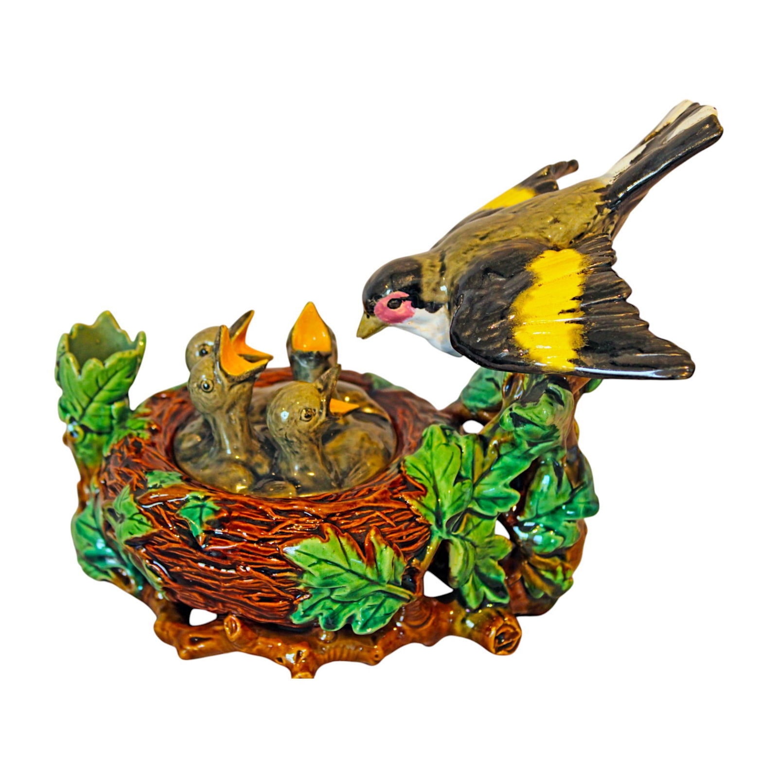 Very rare Minton majolica birds nest (1 of 4)