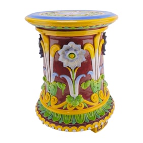 Rare Minton majolica garden seat