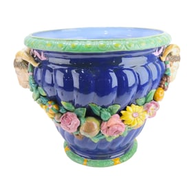 Minton cobalt majolica jardinière