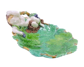 Minton majolica grape tray with